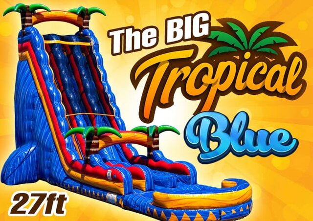 27Ft The Big Tropical Blue Double Lane Water Slide