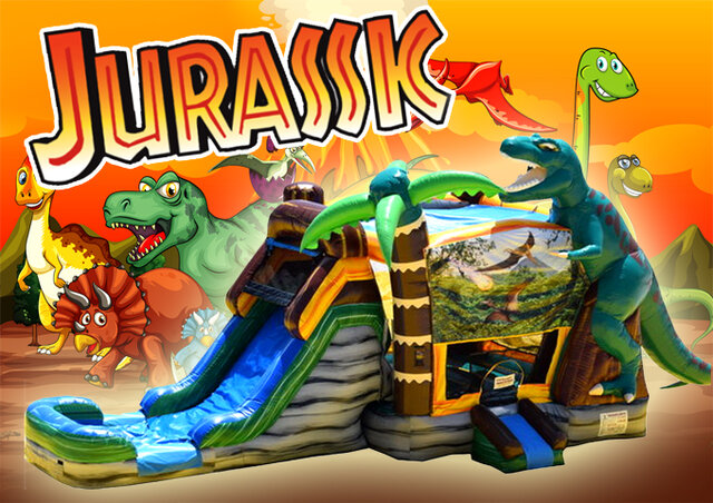 R55/65 - Jurassic Bounce House With Slide (Wet or Dry)