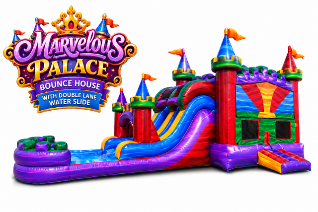R19 - The Marvelous Palace Bounce House With Double Lane Slide (Wet or Dry)