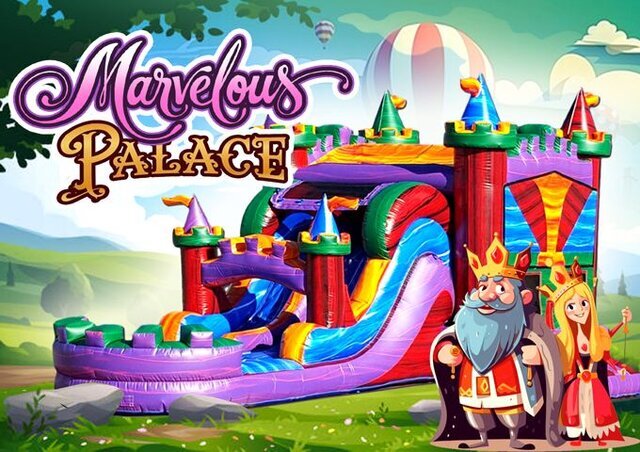 R19 - The Marvelous Palace Bounce House With Double Lane Slide (Wet or Dry)