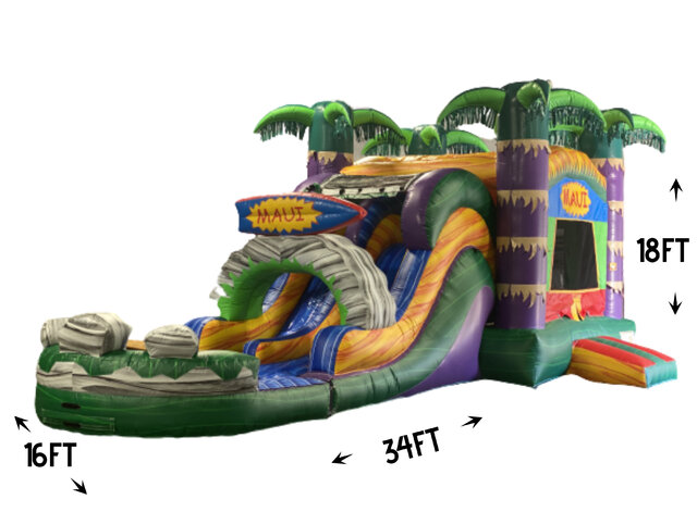 R34 - Maui Bounce House With Double Lane Slide (Wet or Dry)