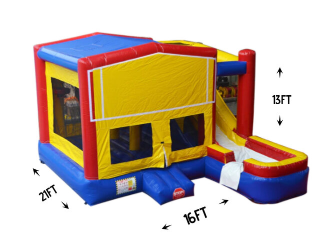 R122 - Multicolor Backyard Bounce House With Slide 