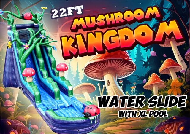 R130 - 22Ft - Mushroom Kingdom Water Slide With XL Pool