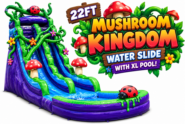 R130 - 22Ft - Mushroom Kingdom Water Slide With XL Pool
