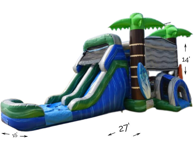 R115 - Beach Playero Bounce House With Double  Slide (Wet or Dry)