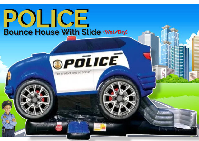 Police Cruiser Bounce House With Slide