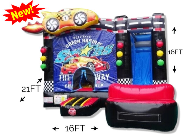 R87 - Race Car Bounce House With Slide (Wet or Dry)