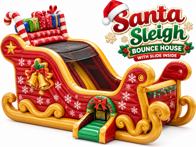 S11- Santa Sleigh Bounce House With Slide Inside (Dry Only)