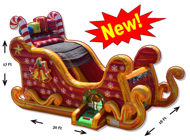 S11- Santa Sleigh Bounce House With Slide Inside (Dry Only)