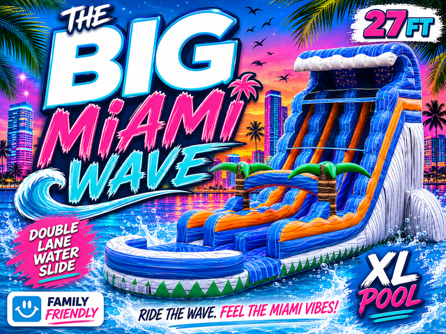 27ft The BIG Miami Wave Double Lane Water Slide