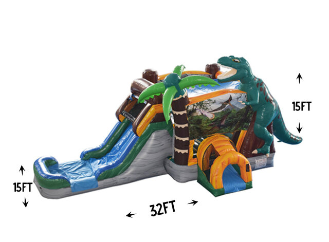 R55/65 - Jurassic Bounce House With Slide (Wet or Dry)