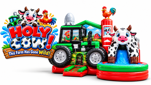 Holy Cow! Farm Bounce House with Slide