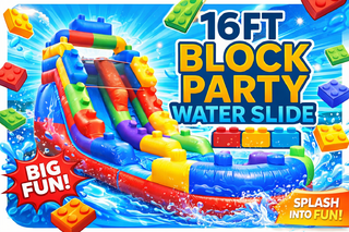 <p style='text-align: center; font-family: Arial, sans-serif;'>
  <span style='font-size: 22px; font-weight: bold; color: #ff6600;'>
  16FT Block Party Water Slide
  </span><br>
  <span style='font-size: 14px; font-weight: bold; color: #0080ff;'>
    🎥 Watch the video below! (14 & under)
  </span><br>
  <span style='font-size: 14px; font-weight: bold; color: green;'>
    ✅ Free Delivery & Setup
  </span>
</p>
