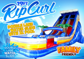 <p style='text-align: center; font-family: Arial, sans-serif;'>
  <span style='font-size: 22px; font-weight: bold; color: #ff6600;'>
    19Ft Rip Curl Double Lane Water Slide With XL Pool (Family Friendly)
  </span><br>
  <span style='font-size: 14px; font-weight: bold; color: #0080ff;'>
    🎥 Watch the video below! – R24
  </span>
</p>
