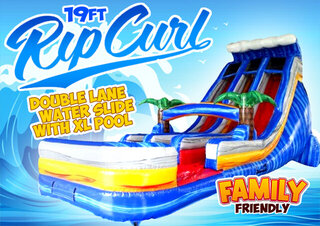 R24 - 19Ft Rip Curl Double Lane Water Slide With XL Pool (Family Friendly) <p><strong><span style='color: #ff00ff;'>Watch Video Inside</span></strong></p>