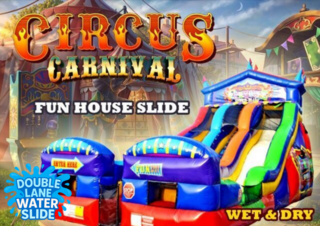 <p style='text-align: center; font-family: Arial, sans-serif;'>
  <span style='font-size: 22px; font-weight: bold; color: #ff6600;'>
    20FT Circus Carnival Fun House Double Lane Water Slide
  </span><br>
  <span style='font-size: 14px; font-weight: bold; color: #0080ff;'>
    🎥 Watch the video below! – Wet/Dry – R76
  </span>
</p>
