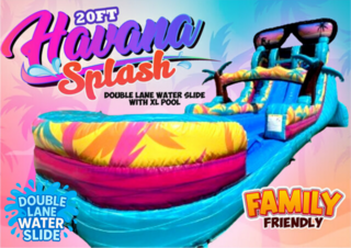 <p style='text-align: center; font-family: Arial, sans-serif;'>
  <span style='font-size: 22px; font-weight: bold; color: #ff6600;'>
    20FT Havana Splash - Double Lane Water Slide With XL Pool (Family Friendly)
  </span><br>
  <span style='font-size: 14px; font-weight: bold; color: #0080ff;'>
    🎥 Watch the video below! – R67
  </span>
</p>
