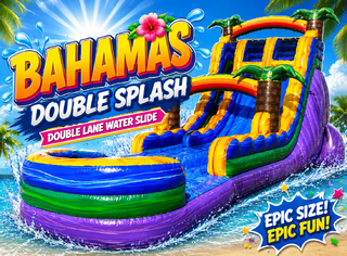 <p style='text-align: center; font-family: Arial, sans-serif;'>
  <span style='font-size: 22px; font-weight: bold; color: #ff6600;'>
    20Ft Bahama Double Splash Water Slide With XL Pool (Family Friendly)
  </span><br>
  <span style='font-size: 14px; font-weight: bold; color: #0080ff;'>
    🎥 Watch the video below! – R18/74
  </span><br>
  <span style='font-size: 14px; font-weight: bold; color: green;'>
    ✅ Free Delivery & Setup
  </span>
</p>
