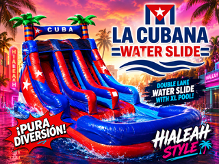 <p style='text-align: center; font-family: Arial, sans-serif;'>
  <span style='font-size: 22px; font-weight: bold; color: #ff6600;'>
    20Ft La Cubana Water Slide
  </span><br>
  <span style='font-size: 14px; font-weight: bold; color: #0080ff;'>
    🎥 Watch the video below! R38
  </span><br>
  <span style='font-size: 14px; font-weight: bold; color: green;'>
    ✅ Free Delivery & Setup
  </span>
</p>
