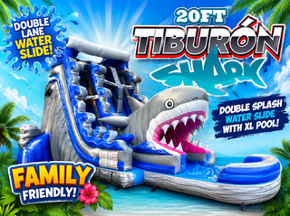<p style='text-align: center; font-family: Arial, sans-serif;'>
  <span style='font-size: 22px; font-weight: bold; color: #ff6600;'>
    20Ft Tiburon (Shark) Double Lane Water Slide With XL Pool (Family Friendly)
  </span><br>
  <span style='font-size: 14px; font-weight: bold; color: #0080ff;'>
    🎥 Watch the video below! – R79
  </span><br>
  <span style='font-size: 14px; font-weight: bold; color: green;'>
    ✅ Free Delivery & Setup
  </span>
</p>

