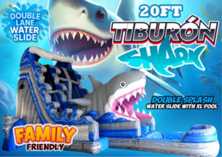 <p style='text-align: center; font-family: Arial, sans-serif;'>
  <span style='font-size: 22px; font-weight: bold; color: #ff6600;'>
    20Ft Tiburon (Shark) Double Lane Water Slide With XL Pool (Family Friendly)
  </span><br>
  <span style='font-size: 14px; font-weight: bold; color: #0080ff;'>
    🎥 Watch the video below! – R79
  </span>
</p>
