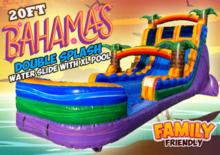 R18/74 - 20Ft Bahama Double Splash Water Slide With XL Pool (Family Friendly) <p><strong><span style='color: #ff00ff;'>Watch Video Inside</span></strong></p>