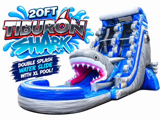 <p style='text-align: center; font-family: Arial, sans-serif;'>
  <span style='font-size: 22px; font-weight: bold; color: #ff6600;'>
    20Ft Tiburon (Shark) Double Lane Water Slide With XL Pool (Family Friendly)
  </span><br>
  <span style='font-size: 14px; font-weight: bold; color: #0080ff;'>
    🎥 Watch the video below! – R79
  </span><br>
  <span style='font-size: 14px; font-weight: bold; color: green;'>
    ✅ Free Delivery & Setup
  </span>
</p>

