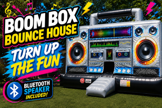 <p style='text-align: center; font-family: Arial, sans-serif;'>
  <span style='font-size: 22px; font-weight: bold; color: #ff6600;'>
    Boom Box Bounce House (Includes Bluetooth Speaker)
  </span><br>
  <span style='font-size: 14px; font-weight: bold; color: #0080ff;'>
    🎥 Watch the video below! – R80
  </span>
</p>
