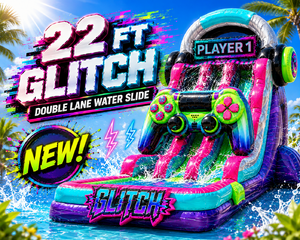 <p style='text-align: center; font-family: Arial, sans-serif;'>
  <span style='font-size: 22px; font-weight: bold; color: #ff6600;'>
    22Ft Glitch - Double Lane Water Slide With XL Pool (Family Friendly)
  </span><br>
  <span style='font-size: 14px; font-weight: bold; color: #0080ff;'>
    🎥 Watch the video below! 
  </span><br>
  <span style='font-size: 14px; font-weight: bold; color: green;'>
  </span>
</p>


