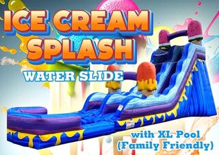 R62 -  22Ft Ice Cream Splash Water Slide with XL Pool (Family Friendly) <p><strong><span style='color: #ff00ff;'>Watch Video Inside</span></strong></p>