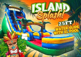R104 - 25Ft Island Splash Water Slide With XL Pool <p><strong><span style='color: #ff00ff;'>Watch Video Inside</span></strong></p>