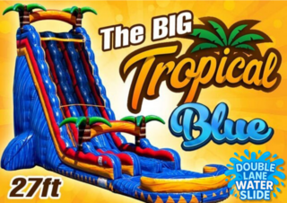 <p style='text-align: center; font-family: Arial, sans-serif;'>
  <span style='font-size: 22px; font-weight: bold; color: #ff6600;'>
   27Ft The Big Tropical Blue Double Lane Water Slide With XL Pool (Family Friendly)
  </span><br>
  <span style='font-size: 14px; font-weight: bold; color: #0080ff;'>
    🎥 Watch the video below!  - R109 
  </span>
</p>
