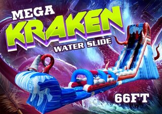 (R89+90) - 27Ft Mega Kraken Water Slide With Pool <p><strong><span style='color: #ff00ff;'>Watch Video Inside</span></strong></p>