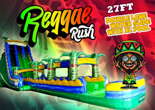 (R97+98) - 27Ft Reggae Rush  Double Lane Water Slide with XL Pool (Family Friendly) <p><strong><span style='color: #ff00ff;'>Watch Video Inside</span></strong></p>