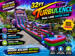 <p style='text-align: center; font-family: Arial, sans-serif;'>
  <span style='font-size: 22px; font-weight: bold; color: #ff6600;'>
   32Ft Plum Turbulence Double Lane Water Slide 
  </span><br>
  <span style='font-size: 14px; font-weight: bold; color: #0080ff;'>
    🎥 Watch the video below! 
  </span><br>
  <span style='font-size: 14px; font-weight: bold; color: green;'>
 
  </span>
</p>