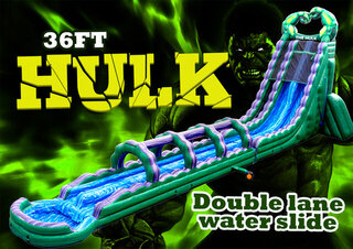 (H1+H2) - 36 FT Hulk Double Lane Water Slide <p><strong><span style='color: #ff00ff;'>Watch Video Inside</span></strong></p>
