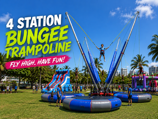 <p style='text-align: center; font-family: Arial, sans-serif;'>
  <span style='font-size: 22px; font-weight: bold; color: #ff6600;'>
    4 Station Bungee Trampoline
  </span><br>
  <span style='font-size: 14px; font-weight: bold; color: #0080ff;'>
     Includes Trained Operator – 🎥 Watch the video below!
  </span>
</p>
