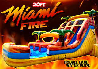 R116 - 20Ft Miami Fire Double Lane Water Slide