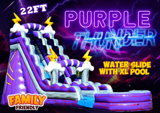 R11/63/75 - 22Ft Purple Thunder Water Slide  with XL Pool (Family Friendly) <p><strong><span style='color: #ff00ff;'>Watch Video Inside</span></strong></p>