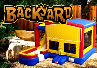 R122 - Multicolor Backyard Bounce House With Slide (Wet or Dry)<p><strong><span style='color: #ff00ff;'>Watch Video Inside</span></strong></p>