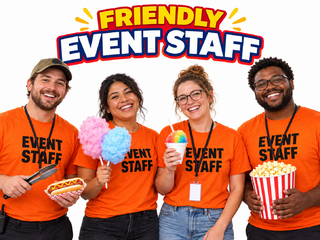 <p style='text-align: center; font-family: Arial, sans-serif;'>
  <span style='font-size: 22px; font-weight: bold; color: #ff6600;'>
    5 Hours of Staff - Event Attendant
  </span><br>
  <span style='font-size: 14px; font-weight: bold; color: #0080ff;'>
      1 Staff Member 
  </span>
</p>
