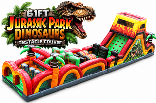 <p style='text-align: center; font-family: Arial, sans-serif;'>
  <span style='font-size: 22px; font-weight: bold; color: #ff6600;'>
    61Ft Jurassic Park Dinosaur Obstacle Course with Slide
  </span><br>
  <span style='font-size: 14px; font-weight: bold; color: #0080ff;'>
    🎥 Watch the video below! – (B and C)
  </span><br>
  <span style='font-size: 14px; font-weight: bold; color: green;'>
    ✅ Free Delivery & Setup
  </span>
</p>
