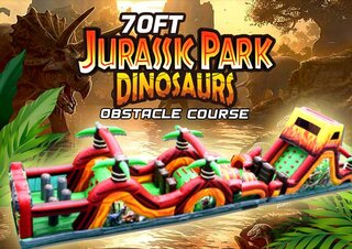 70' JURASSIC PARK DINOSAUR OBSTACLE COURSE w/ Slide (A and C)
