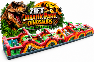 <p style='text-align: center; font-family: Arial, sans-serif;'>
  <span style='font-size: 22px; font-weight: bold; color: #ff6600;'>
    71Ft JURASSIC PARK DINOSAUR OBSTACLE COURSE 
  </span><br>
  <span style='font-size: 14px; font-weight: bold; color: #0080ff;'>
    🎥 Watch the video below! – (A and B)
  </span><br>
  <span style='font-size: 14px; font-weight: bold; color: green;'>
    ✅ Free Delivery & Setup
  </span>
</p>


