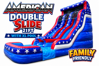 <p style='text-align: center; font-family: Arial, sans-serif;'>
  <span style='font-size: 22px; font-weight: bold; color: #ff6600;'>
    21Ft All American Double Slide with XL Pool (Family Friendly)
  </span><br>
  <span style='font-size: 14px; font-weight: bold; color: #0080ff;'>
    🎥 Watch the video below! – Wet/Dry – R57
  </span>
</p>
