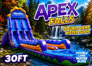 <p style='text-align: center; font-family: Arial, sans-serif;'>
  <span style='font-size: 22px; font-weight: bold; color: #ff6600;'>
    30FT Apex Falls Double Lane Water Slide
  </span><br>
  <span style='font-size: 14px; font-weight: bold; color: #0080ff;'>
    🎥 Watch the video below!
  </span><br>
  <span style='font-size: 14px; font-weight: bold; color: green;'>
    ✅ Free Delivery & Setup
  </span>
</p>
