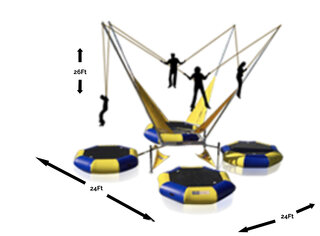4 Station Bungee Trampoline <br>Price Display Includes 3 hours and Attendant   <p><strong><span style='color: #ff00ff;'>Watch Video Inside</span></strong></p>