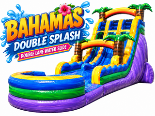 <p style='text-align: center; font-family: Arial, sans-serif;'>
  <span style='font-size: 22px; font-weight: bold; color: #ff6600;'>
    20Ft Bahama Double Splash Water Slide With XL Pool (Family Friendly)
  </span><br>
  <span style='font-size: 14px; font-weight: bold; color: #0080ff;'>
    🎥 Watch the video below! – R18/74
  </span><br>
  <span style='font-size: 14px; font-weight: bold; color: green;'>
    ✅ Free Delivery & Setup
  </span>
</p>
