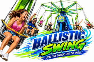 <p style='text-align: center; font-family: Arial, sans-serif;'>
  <span style='font-size: 22px; font-weight: bold; color: #ff6600;'>
    Ballistic Swing Ride - 16 Person Swing 
  </span><br>
  <span style='font-size: 14px; font-weight: bold; color: #0080ff;'>
   (Includes Staffing) 🎥 Watch the video below!
  </span>
</p>
