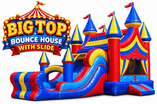 <p style='text-align: center; font-family: Arial, sans-serif;'>
  <span style='font-size: 22px; font-weight: bold; color: #ff6600;'>
    Big Top Bounce House With Double Lane Slide
  </span><br>
  <span style='font-size: 14px; font-weight: bold; color: #0080ff;'>
    🎥 Watch the video below! – Wet/Dry – R52
  </span><br>
  <span style='font-size: 14px; font-weight: bold; color: green;'>
    ✅ Free Delivery & Setup
  </span>
</p>
